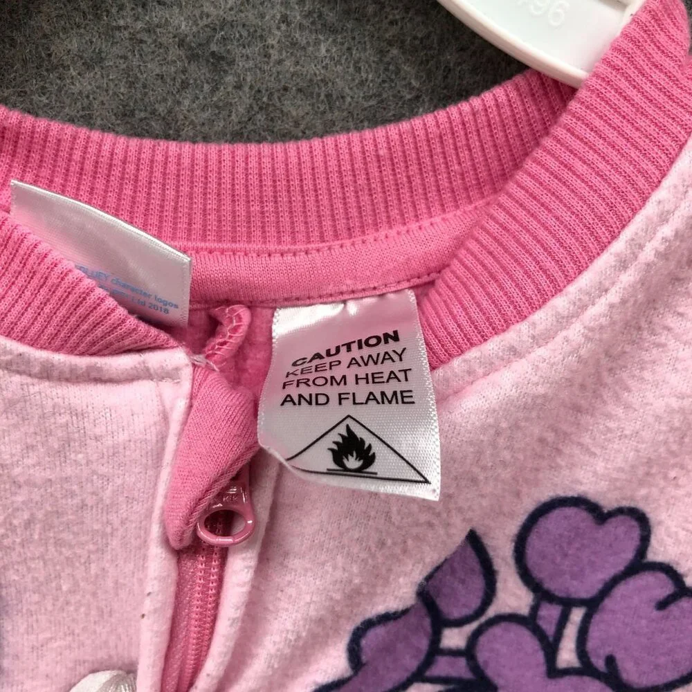Bluey Kids Girls 4T Fleece Pajamas One Piece Zip Up PJs‎ Long Sleeve